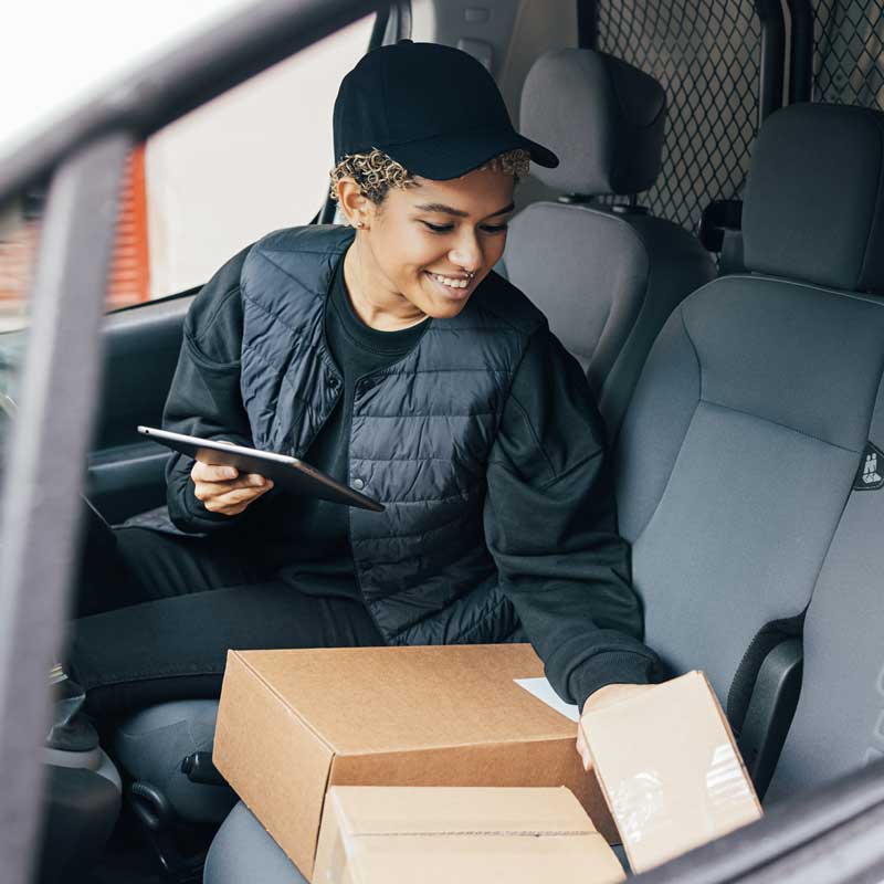 Happy delivery driver